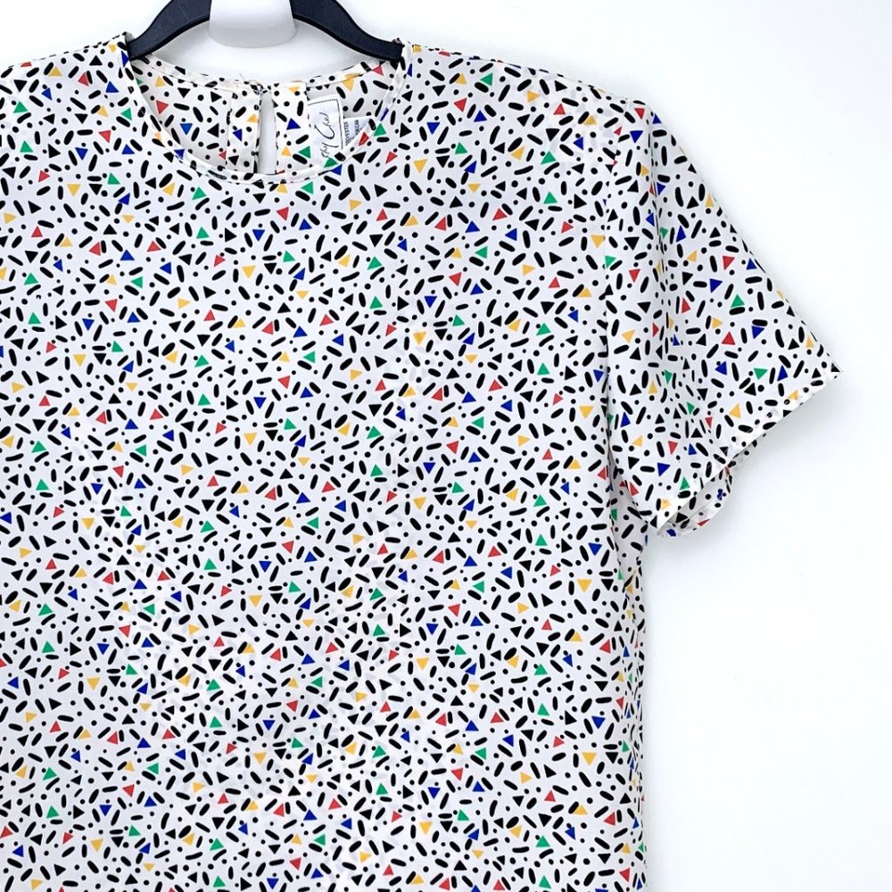 Vintage 1990s Confetti Print Short Sleeve Top